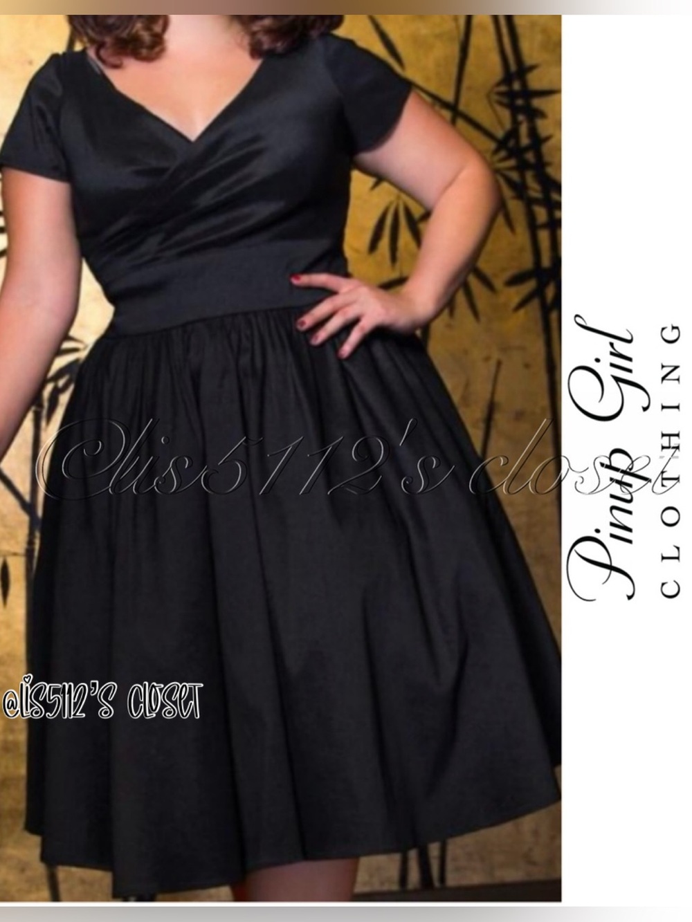 Pinup Couture Ava Swing Dress in Stretchy Black Taffeta 2X